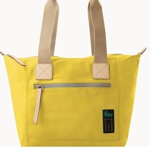 Dooney & Bourke Bright Yellow Tote with Beige Straps
